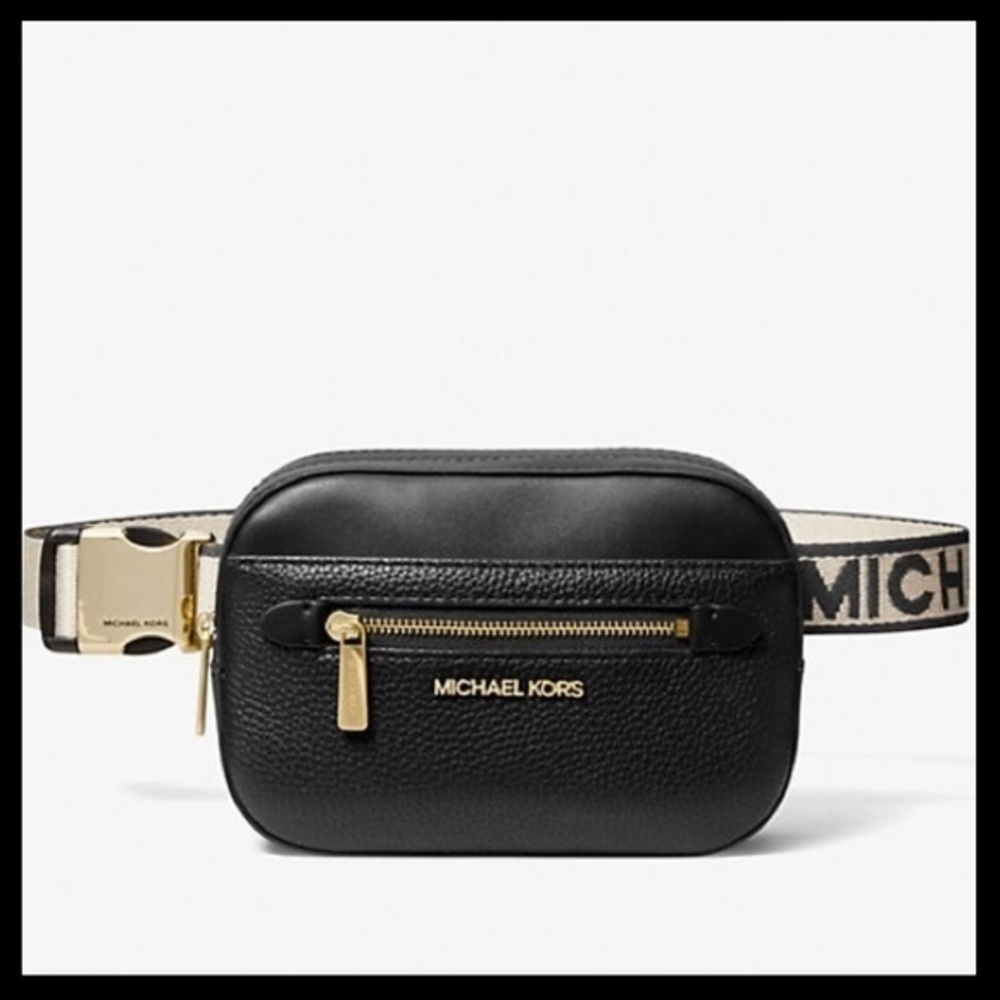 Michael Kors Small Pebbled BLACK Leather Belt Bag BRAND NEW
